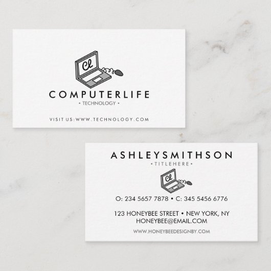 Laptop computer tech it technology seo specialist visitekaartje (Voorkant / Achterkant)