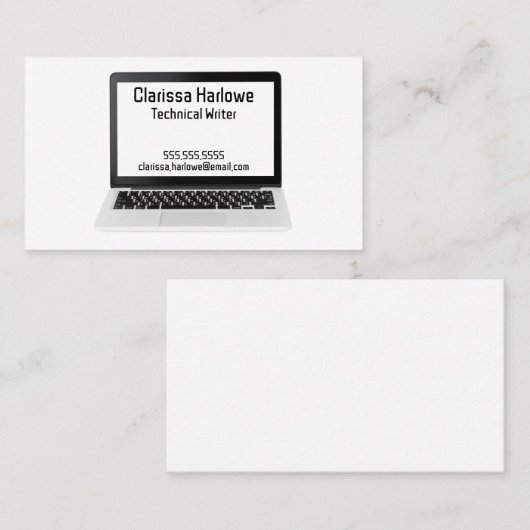 Laptop Computer Technisch Schrijver Programmeur IT Visitekaartje (Voorkant / Achterkant)