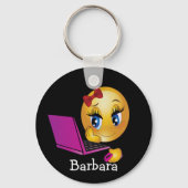 Laptop Emoji Girl Keychain (Voorkant)
