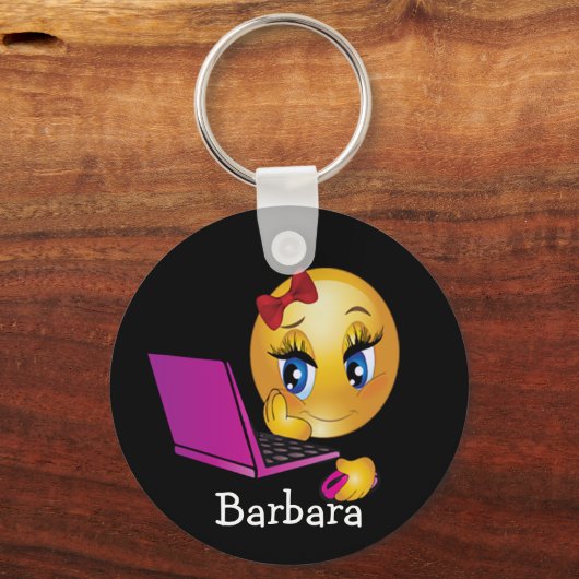Laptop Emoji Girl Keychain (Voorkant)