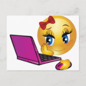 Laptop Emoji Meisje Briefkaart (Voorkant)