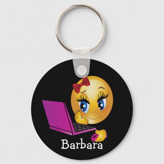Laptop Emoji Meisje Sleutelhanger (Voorkant)