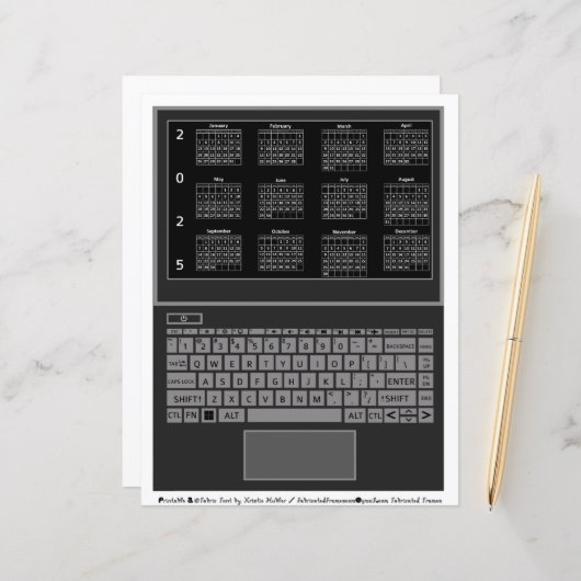 Laptop en toetsenbord 2025 Agenda op het scherm (Voorkant / Achterkant in situ)