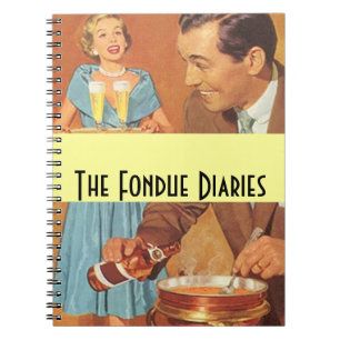Laptop Fondue Diaries Party Couple Retro Notitieboek