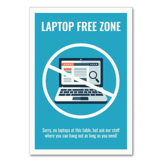 Laptop-Free Zone Table Kaart (Achterkant)