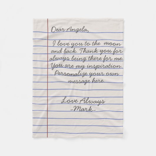 Laptop handgeschreven liefdesbrief of berichtaange fleece deken (Voorkant)