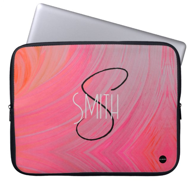Laptop Hoes Pink Swirl HAMbyWG (Voorkant)
