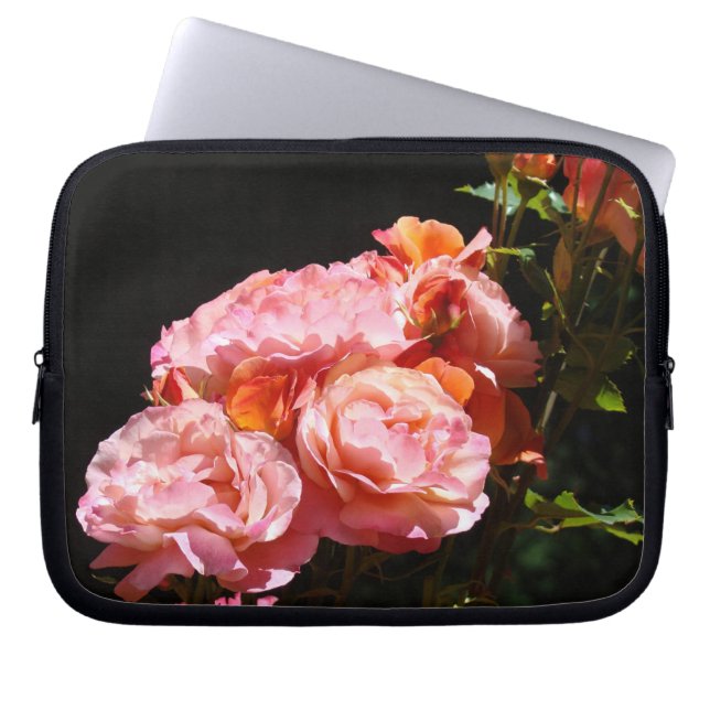 Laptop hoes tas PINK ROSE electronics bag Floral (Voorkant)