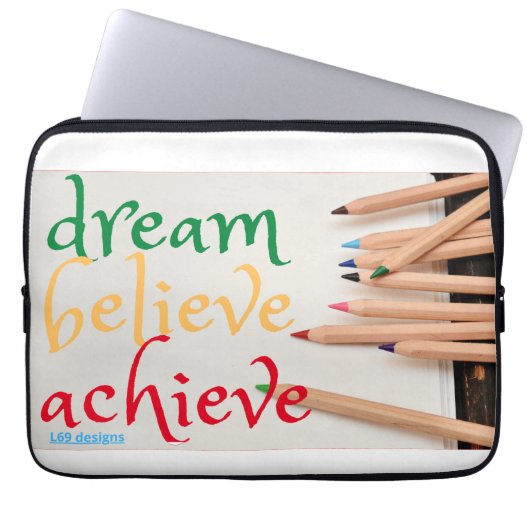 laptop hoesje "DREAM, GELOOF..." Sleeve (Voorkant)