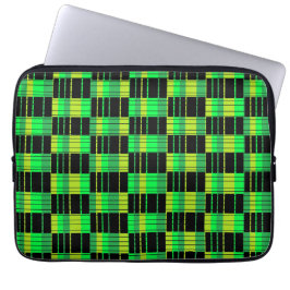 Laptop-Hoesje met groen en zwart plangpatroon Laptop Sleeve