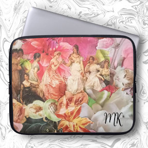 laptop Hoesje met meisjesroze bloemencollage Sleeve
