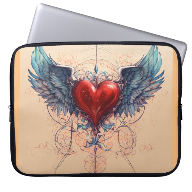 Laptop hoesje met schetshart sleeve (Voorkant)