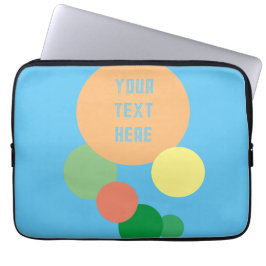 laptop hoesje pastel regenboog confetti cirkels na laptop sleeve