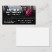 Laptop met financiële gegevens | Staafdiagramlogo Visitekaartje (Voorkant / Achterkant)