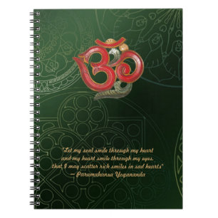 Laptop OM groen Mandala met rode OM Yogananda Notitieboek