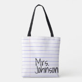 Laptop op papier met beste cadeaubon voor docenten tote bag (Achterkant)