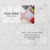 Laptop Roze Vrouw Kantoor Werk Website Bouwer Visitekaartje (Voorkant / Achterkant)