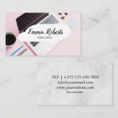 Laptop Roze Vrouw Werk Data Invoer Visitekaartje (Voorkant / Achterkant)