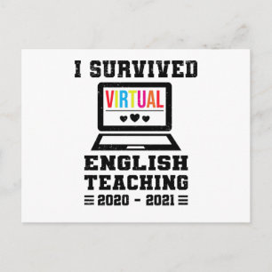 Laptop School Colorful Teacher English Distance Briefkaart