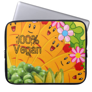 Laptop Sleeve Carrots Peas, 100% Vegan