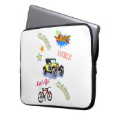 Laptop Sleeve Hero Fietsauto Vliegtuig (Voorkant Links)