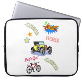 Laptop Sleeve Hero Fietsauto Vliegtuig (Voorkant)