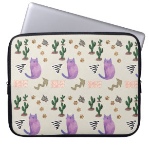 Laptop Sleeve Kat Vis Cactus Meow Paws
