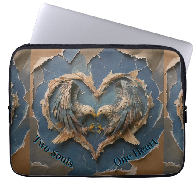 Laptop Sleeve Paper Cut Eagle Two Souls One Heart (Voorkant)
