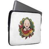 Laptop Sleeve | Schattigee jongen met Lucky Koi (Voorkant Rechts)