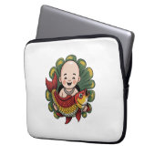 Laptop Sleeve | Schattigee jongen met Lucky Koi (Voorkant Links)