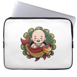 Laptop Sleeve | Schattigee jongen met Lucky Koi