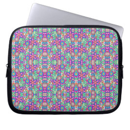 Laptop sleeve with vibrant, symmetrical pattern 