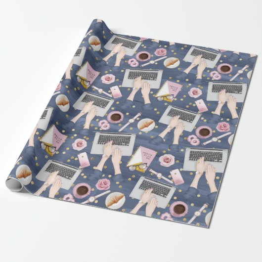 Laptop Tovenaar Cadeaupapier (Uitgerold)