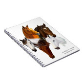 Laptop, vijf paardenkoppen, achtergrond uitsnijdin notitieboek (Rechterzijde)