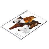 Laptop, vijf paardenkoppen, achtergrond uitsnijdin notitieboek (Linkerzijde)