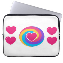Laptophoes 15,5 en 13 inch Harten en Regenboog Laptop Sleeve
