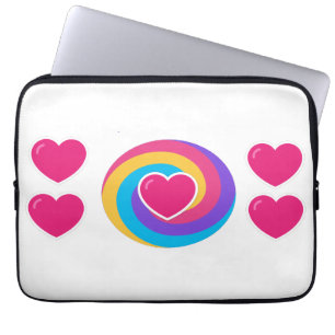 Laptophoes 15,5 en 13 inch Harten en Regenboog Laptop Sleeve