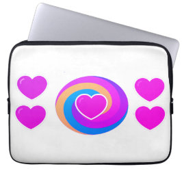 Laptophoes 15,5 en 13 inch Harten en Regenboog Laptop Sleeve