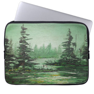 Laptophoes Ann Hayes Groen bos schilderen Laptop Sleeve
