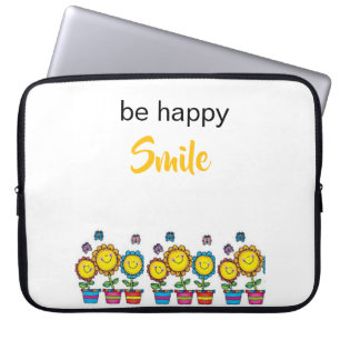 Laptophoes Be Happy Zonnebloemen Bloemrijk Laptop Sleeve
