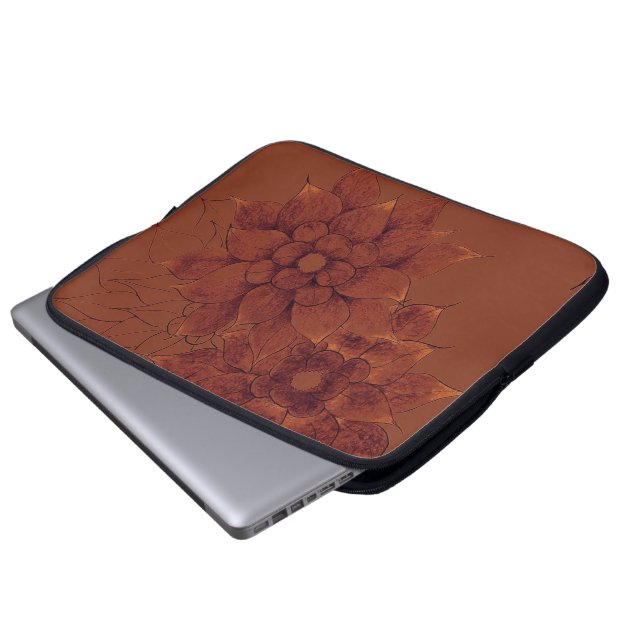 laptophoes—Bronze Flowers Laptop Sleeve (Voorkant onderkant)