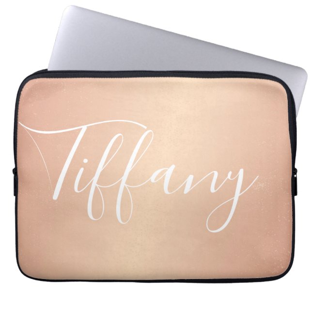 Laptophoes - Confetti Foil Name Roos Gold Laptop Sleeve (Voorkant)