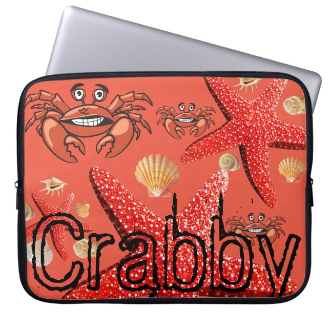 Laptophoes Crabby Crab, Oranje van Starfish Laptop Sleeve (Voorkant)