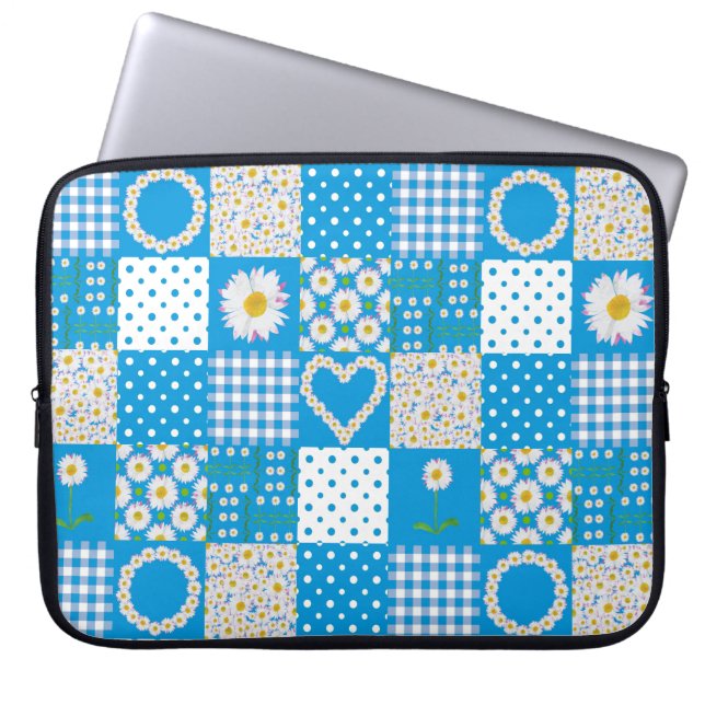  laptophoes: Daisy Chains, Faux Patchwork Laptop Sleeve (Voorkant)
