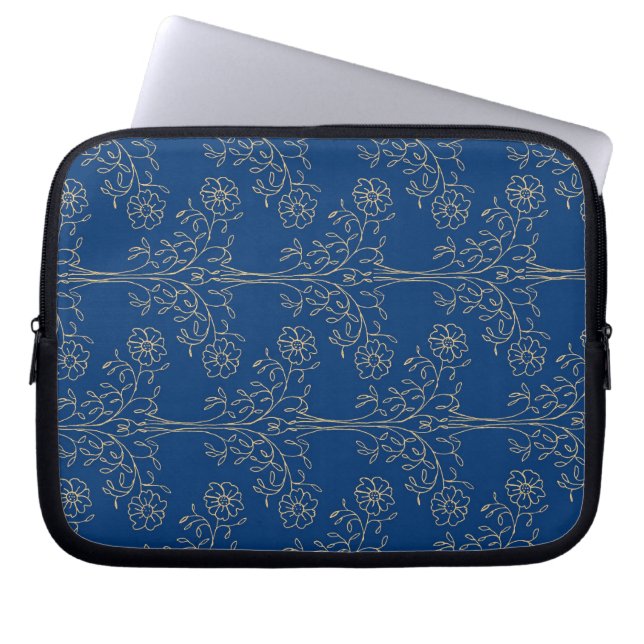 Laptophoes, donkerblauw laptop sleeve (Voorkant)