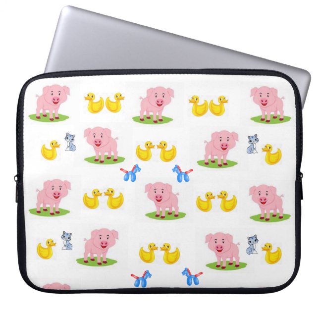 Laptophoes Duck Pig Laptop Sleeve (Voorkant)