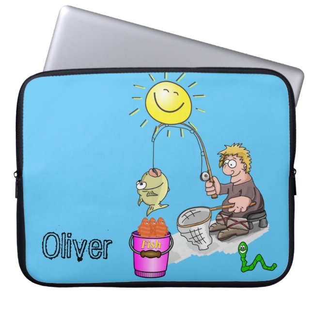 Laptophoes Fisherman, Gevist, Sun Blue Laptop Sleeve (Voorkant)