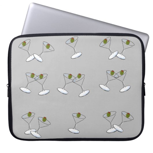 Laptophoes Gray Martini Glasses Laptop Sleeve (Voorkant)