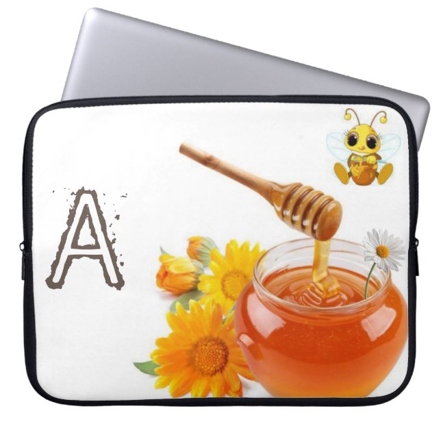 Laptophoes honingbijen laptop sleeve (Voorkant)