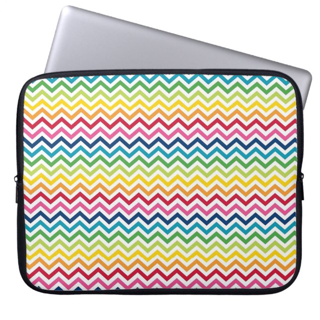 Laptophoes - Meerkleurige Zigzag 3 Laptop Sleeve (Voorkant)